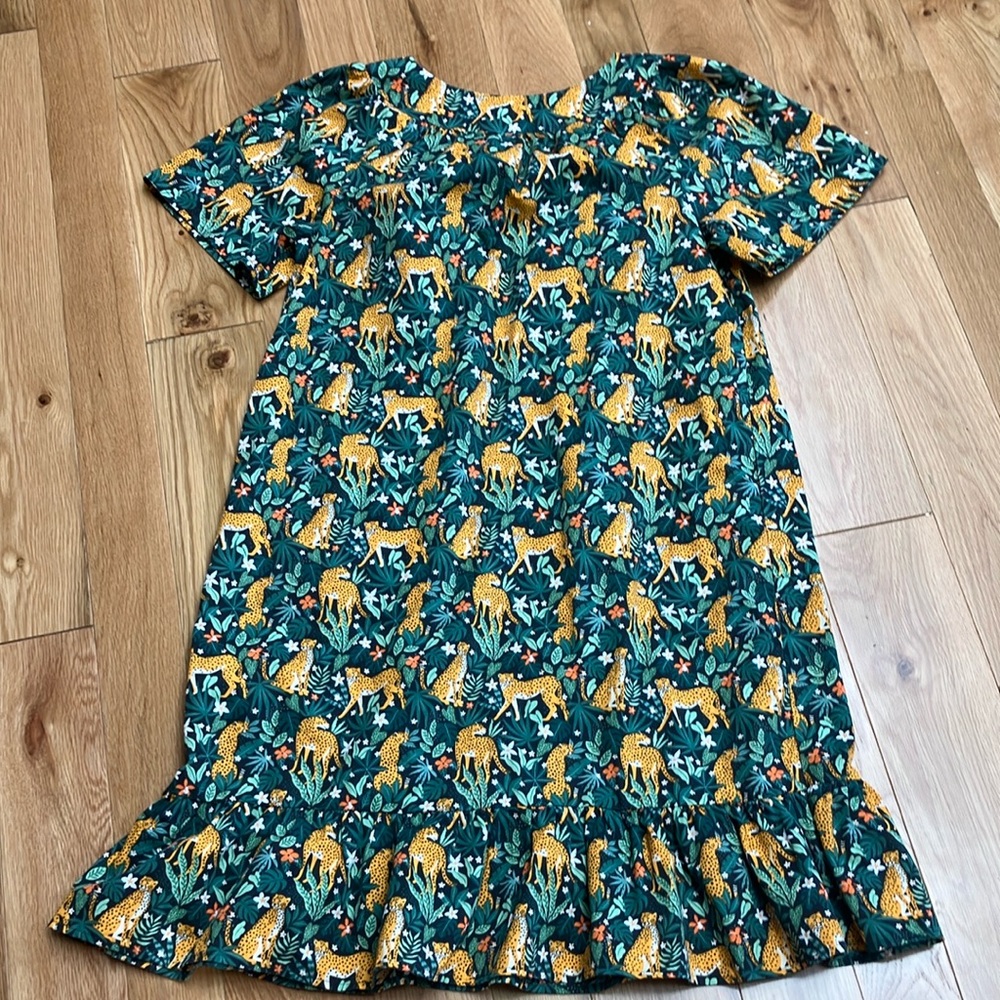 Green Leopard Print Short Sleeve Dress - Picture 5 of 5